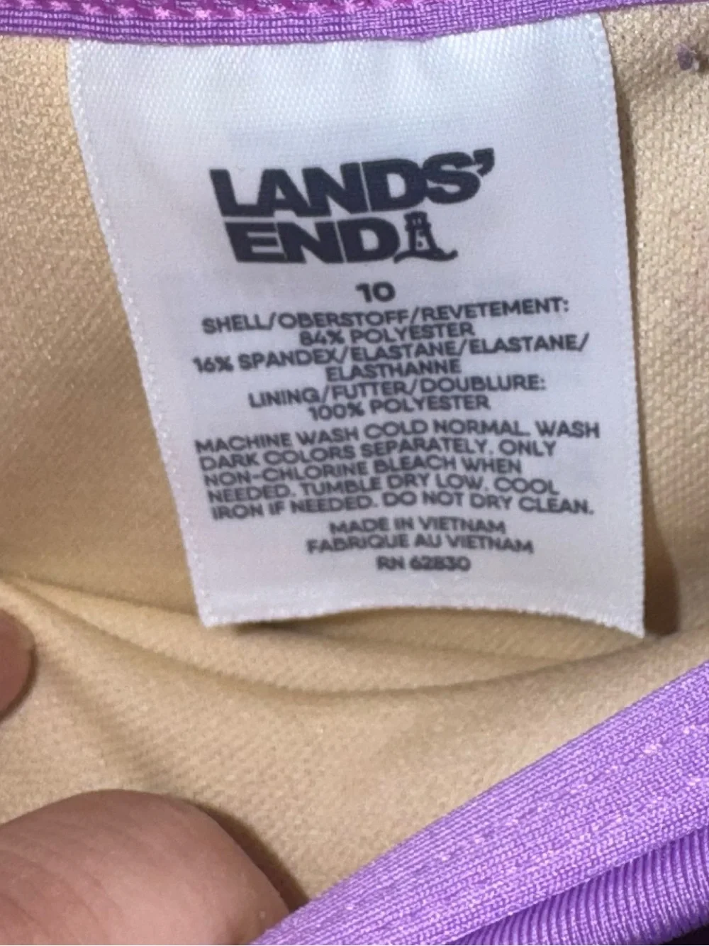 Lands’ End Girls Size 10 Purple Swim Skirt Chlorine Resistant
